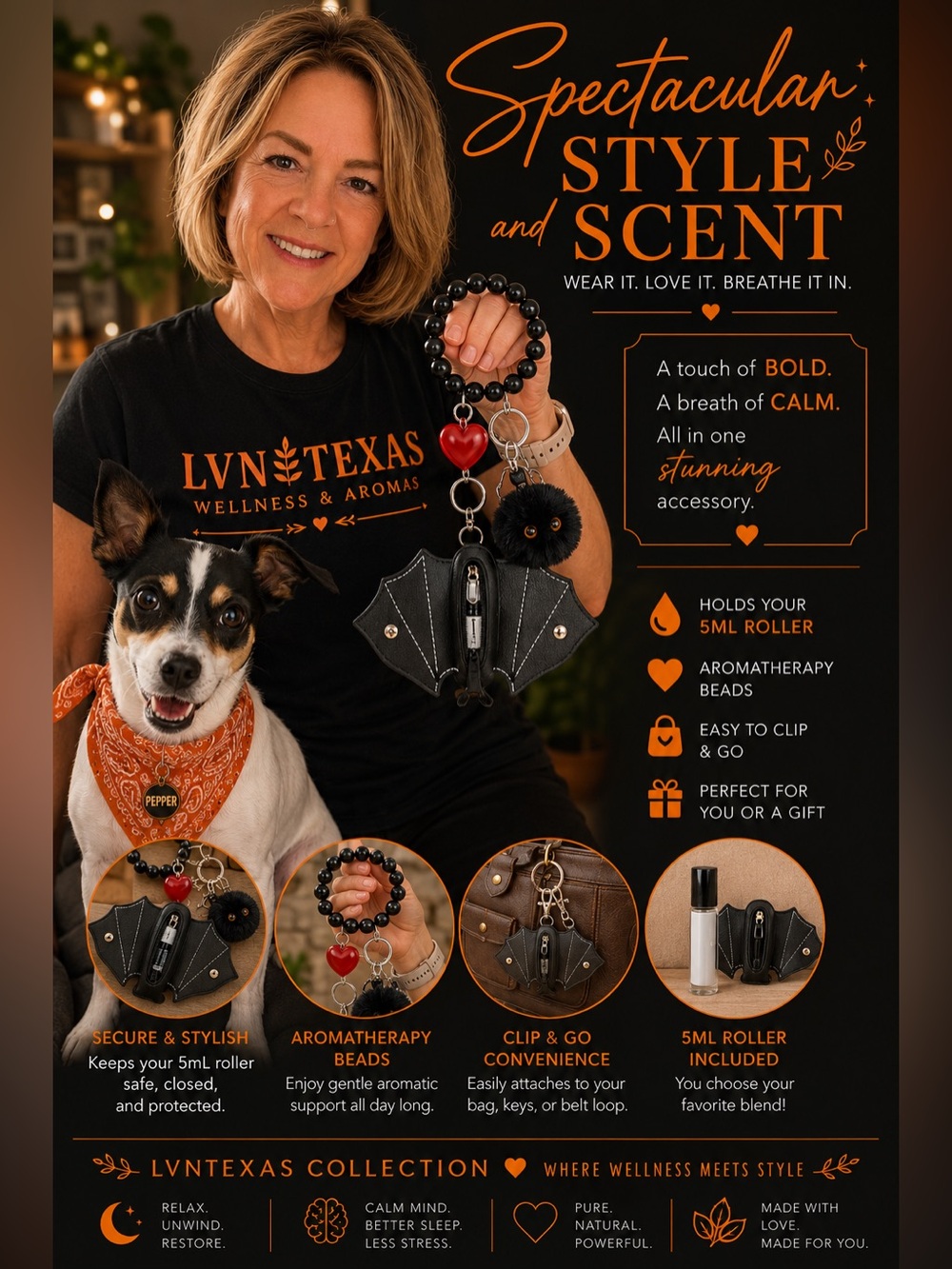 PREORDER Spooktacular Style & Scents Bat Keychain - 5mL YL Essential Oil